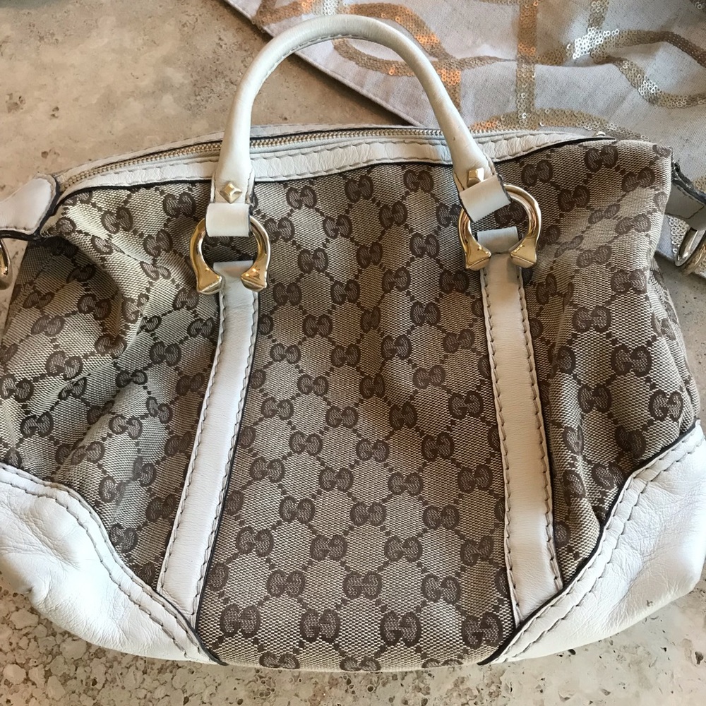 Gucci small tan and cream bag